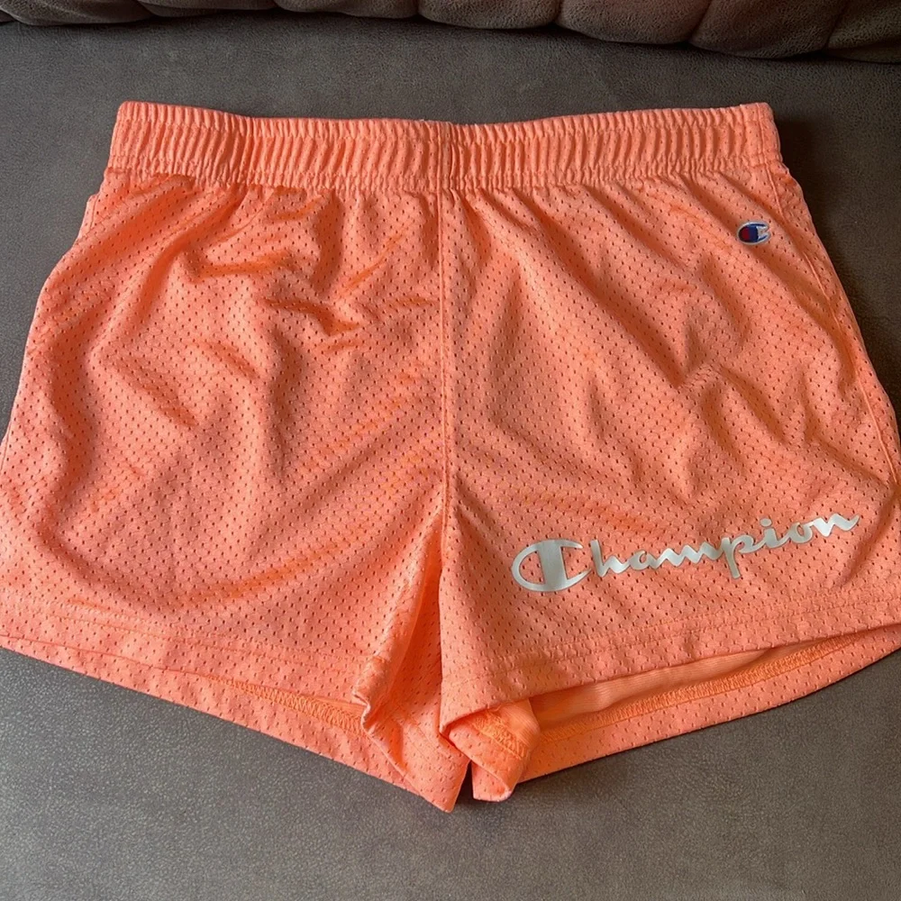 Champion running & basketball shorts, Bright orange, athletic mesh shorts - Picture 2 of 5